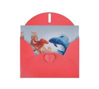 Undersea animals fighting Red Patterns greeting card 6x4 inches with envelope, covering birthdays, weddings and other occasions