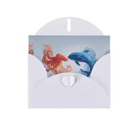 Undersea animals fighting White Patterns greeting card 6x4 inches with envelope, covering birthdays, weddings and other occasions