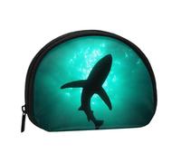 Undersea Black Whales Print Portable Mini Storage Bag Shell Shaped Wallet Small Coin Wallet Shell Storage Bag