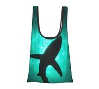 Undersea Black Whales Print Reusable, Foldable,Washable Grocery Bags Foldable in A Pouch Eco Tote Shopping Bag,Daily Shopping Loading