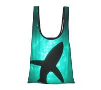 Undersea Black Whales Print Reusable, Foldable,Washable Grocery Bags Foldable in A Pouch Eco Tote Shopping Bag,Daily Shopping Loading