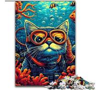 Undersea Diver Cat JigsawPuzzle 1000 Pieces for Adults, Challenging Game And Family Play Educational Game for Birthday, Chrismas (size 50x75cm)
