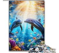 Undersea Dolphins Adult Jigsaw Puzzles 1000 Pieces, Staycation Kill Time Every Piece Is Unique - Challenging Family Fun Game (size 26x38cm)