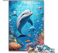 Undersea Dolphins Adult Jigsaws 1000 Piece, Learning Educational Toys Family Games Suitable for Desktop Decoration (size 26x38cm)