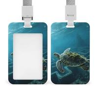 Undersea Maze Id Badge Holder with Breakaway Lanyard Vertical Clear Plastic Card Protector Sleeve Waterproof & Heavy Duty Name Tag Holder for Nurse Teacher Office Staff Women Men