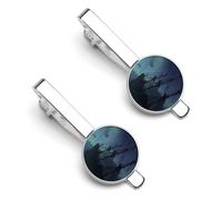 Undersea Shipwreck Silver Tie Clip Suit Accessories for Men Necktie Bar Set Pin Business Wedding
