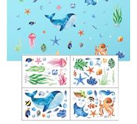 Undersea Wall Stickers Marine Life Ocean Animal Stickers Underwater Ocean World Wall Stickers Removable Suitable for Kids Bedroom Children Nursery Living Room Art Home Decor Bathroom