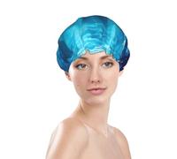 Undersea wallpaper Shower Cap for Women Reusable Bath Cap Upgrade Double Layers Bathing Hat Waterproof Elastic Bath Hair Caps for Women Ladies Spa Salon Hair Bath Hat