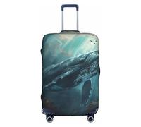Undersea whale Print Decorative Travel Luggage Cover Concealed Zipper Suitcases Anti Scratch Dustproof, White, S