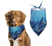 Undersea Wildlife Stingray Dog Bandana Adjustable Pet Scarf Bib Cute Triangle Handkerchief for Dogs Cats Gifts
