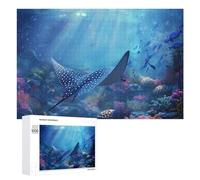 Undersea Wildlife Stingray Jigsaw Puzzle for Adults 1000 PCS Wooden Challenging Puzzles for Home Party Decor