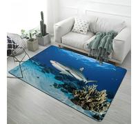 Undersea World Area Rugs Blue Shark Dolphin Modern Children's Bedroom Decorative Rug Non-slip and Washable Carpet for Living Room and Kids' Rooms, Boys and Girls Play Mat, 160x230 cm, Color 4