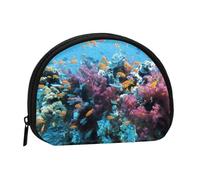 Undersea World Print Portable Mini Storage Bag Shell Shaped Wallet Small Coin Wallet Shell Storage Bag