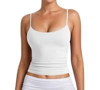Undershirts Tank Tops T-Shirt Vest Women's Basic Tank Tops with Double Lined Neck Adjustable Tank Top Sleeveless for Summer, White, XS