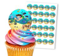 Underwater Adventure Boy Snorkeler, 30 Edible Paper 1.5" Cupcake Toppers