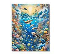 Underwater Animals Dolphins Puzzles 120 for Adults,jigsaw puzzles for adults 120 Pieces Puzzle Home Challenging Educational Games Home Decoration puzzle Gifts