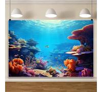 Underwater Aquarium Background 10X8ft Tropical Coral Reef Ocean Scene Under The Sea Theme Decoration Backdrop Kids Birthday Party Baby Shower Portrait Photo Studio Photo Shoot Banner Supplies