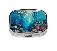 Underwater Aquatic Plants Print Pill Box, Compact Pill Organizer with Full-Print Design for Travel and Daily Use