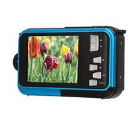 Underwater Camera, 2.7K 48MP 10ft Waterproof Digital Camera, 16X Digital Zoom, Dual Screen Selfie Underwater Camera for Snorkeling (Blue)