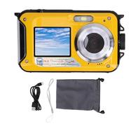 Underwater Camera, 2.7K 48MP 16X Zoom Water proof Camera 2.7in+1.8 in Dual Screen LCD Display Selfie Digital Camera 11ft Underwater Camera for Snorkeling (Yellow)