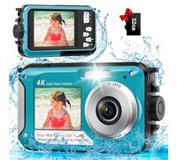 Underwater Camera 4K Waterproof with Dual-Screen, 56MP Autofocus, Includes 32GB Card, Ideal for Snorkeling and Diving