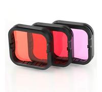 Underwater Camera Dive Filters for GoPro Hero 5, 6 and 7 Black Super Suit Waterproof Housing Case in Red, Light Red, and Magenta, Professional Color Correcting Photography Accessory