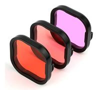 Underwater Camera Dive Filters for GoPro Hero 8 Black Protective Housing Lens Cover in Red, Light Red, and Magenta, Professional Color Correcting Photography Accessory