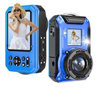 Underwater Camera, UHD 4K 64MP Autofocus Digital Camera Waterproof with a 32GB Card Selfie Double Screens Waterproof Camera 33ft for Snorkelling