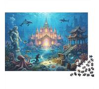 Underwater Castle Jigsaw Puzzle 1000Pc Recycled Paper Deep Sea Discovery Puzzles for Adults Fun And Challenging Family Game Holiday Blessings Gift for Men 52x38cm/1000pcs