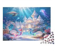 Underwater Castle Jigsaw Puzzle for Adults 1000 Piece Jigsaw Puzzle Ocean Mermaid World Focus Game Relax Decor Gift for Family 52x38cm/1000pcs