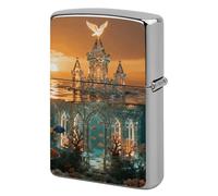 Underwater Castle Lighter Case Classic Pocket Lighter Cover Windproof Flip-Top Metal Lighters Sleeve Double-Sided Lighters Covers for Men Women