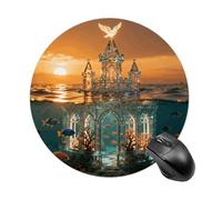 Underwater Castle Round Mouse Pads Non-Slip Rubber Base Mouse Mat Cute Mousepad Funny Computer Desk Accessories for Office Home Gaming Work 7.8 X7.8 Inch