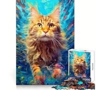 Underwater Cat 1000-piece Puzzle for Teenagers Brain Strength Peaceful Escape Firm Interlock Joyful Xmas (38x26cm)