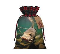 Underwater Catfish Color Blocked Linen Drawstring Gift Bag, Reusable Gift Bag
