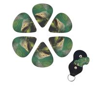 Underwater catfish Guitar Picks 6 Pack, 0.96mm Thickness Celluloid Bass Pick with Leather Guitar Pick Holder Keychain Abstract Art Pics Plectrum for Acoustic Electric Guitar, Ukulele, Bass
