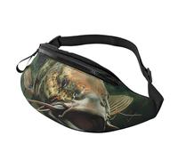 Underwater Catfish Printed Waist Bag with Headphone Jack, Personalized Bumbags Fanny Packs Unisex Running Hiking Crossbody Bags for Men Women