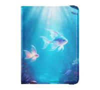Underwater Cave with Magical Fish Leather Passport Holder for Travel Anti Theft Travel Wallet for Women Trip Document