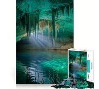 Underwater Cave with Stalactites And Light Jigsaw Puzzles 1000 Piece for Adults Recall Fun Play Firm Fit Secure Assembly Family Fun Night Activity (38x52cm)