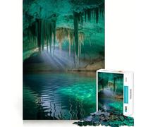 Underwater Cave with Stalactites And Light Jigsaws for Adults1000 Pieces Brain Memory Game Fine Cut Premium Finishing Engaging Way to Pass Free Hours (50x75cm)