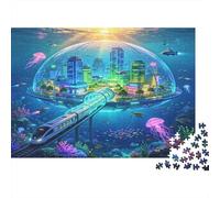 Underwater City Jigsaw Puzzle 1000 Piece Jigsaw Puzzle Paper for Adults Ocean Train Relaxation Gift Home Decor 52x38cm/1000pcs