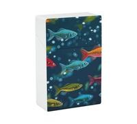 Underwater Colorful Minnows Cigarette Case, Plastic Waterproof Shockproof, Airtight Push Open Cigarette Box, Capacity King Size Cigarette Holder, Portable Cigarette Container for Outdoor Travel Campin