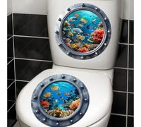 Underwater Coral Fish Wall Sticker For Bathroom Decoration Blue Pvc Cartoon Sea Life Pattern Waterproof Decal 30x30cm