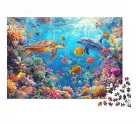 Underwater Coral Reef 1000 Pc Thick Cardboard Underwater Coral Life Puzzle for Beginner Puzzlers Decompression Relaxation 52x38cm/1000pcs