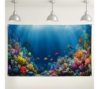 Underwater Coral Reef Backdrop, Colorful Ocean Scene for Party Decorations, Vibrant Marine Life Background for Photography Events, Summer Beach Theme Supplies 71x43 Inch