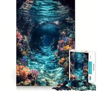 Underwater Coral Reef Cave Jigsaw Puzzles 1000 Mental Focus Game Precision Cut Smooth Edges Meaningful Connection Building Game (38x26cm)