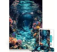 Underwater Coral Reef Cave Jigsaw Puzzles 1000 Pieces Focus Boost Fun Laser Cut for Flawless Fit Bonding Activity for Loved Ones (50x75cm)