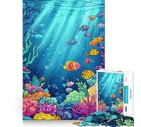 Underwater Coral Reef Jigsaw Puzzles 1000 Mental Focus Game No Gap Tight Fitting Design Interactive Brain Challenge for Home (50x75cm)