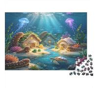 Underwater Cottage 1000 Piece Jigsaw Puzzle Paper for Adults Mysterious Ocean World Focus Boost Home Decor Stress Relief 38x26cm/1000pcs