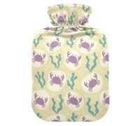 Underwater Crab Seaweed Yellow Hot Water Bottle with Cover for Pain Relief Hot Bag for Cramps, 1L