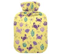 Underwater Crabs Seashells Yellow Hot Water Bottle with Cover for Pain Relief Heating Bottles for Arthritis, 1L